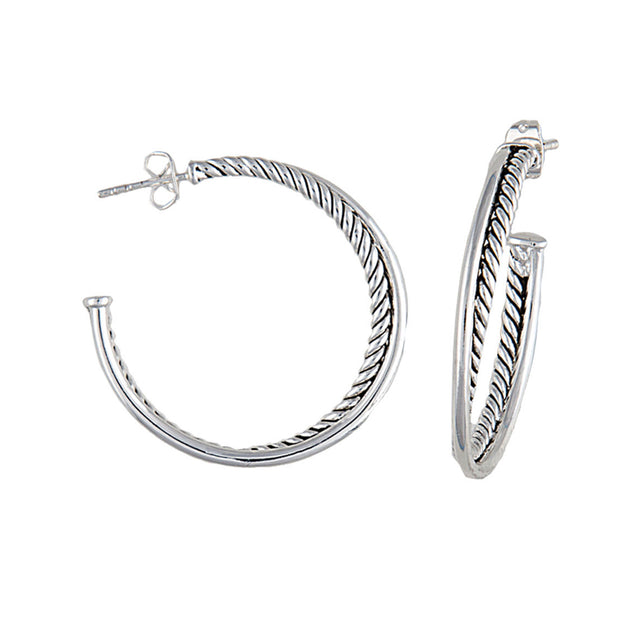 Montana Silversmiths Twisted Rope & Wire 3/4 Hoop Earrings ER2047