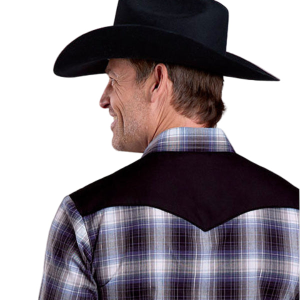 Roper Men's Karman Special Collection Long Sleeve Plaid Shirt - Back view