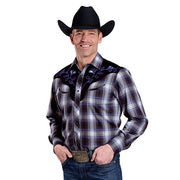 Roper brand Men's Karman Special Collection Long Sleeve Plaid Shirt - Front View