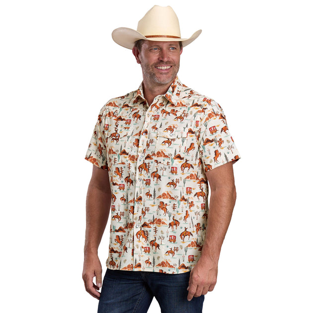 Men's Roper Active Collection Short Sleeve Allover Print Shirt – Just ...