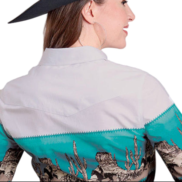 Roper Women's Vintage Collection Long Sleeve Print Shirt - Back view