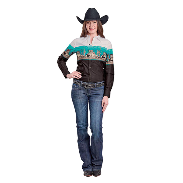 Roper Women's Vintage Collection Long Sleeve Print Shirt - Full height front view