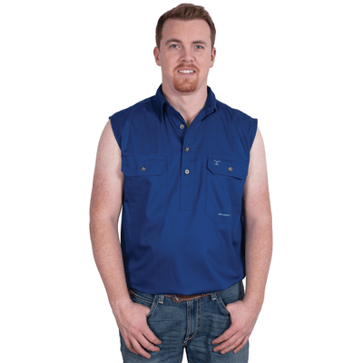 Just Country - Mens Open Front Dress Shirt - Navy Blue Check main image 0