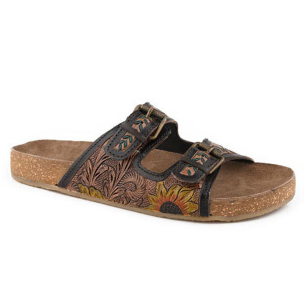 Roper Women's Desiree Sandals in floral tooled leather