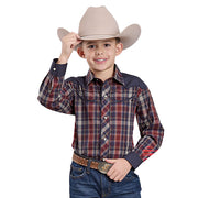 Boy's Karman Special Collection Long Sleeve Plaid Shirt