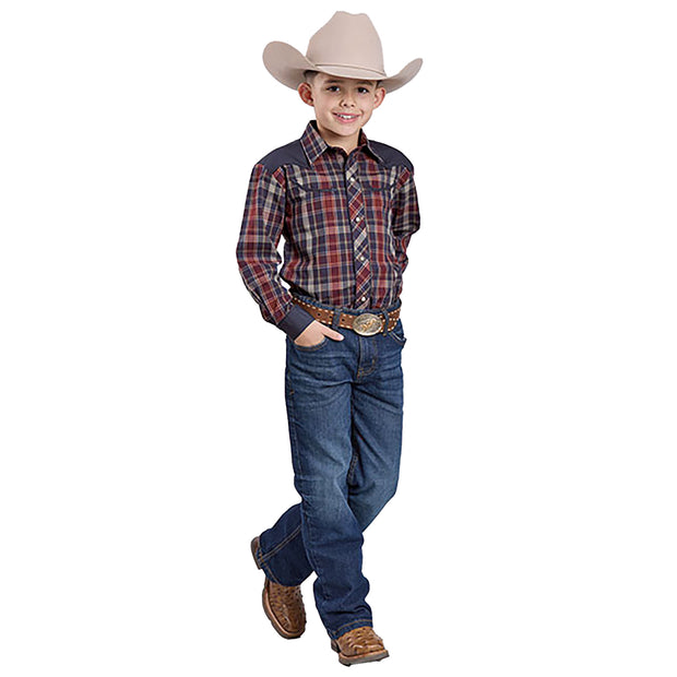 Boy's Karman Special Collection Long Sleeve Plaid Shirt