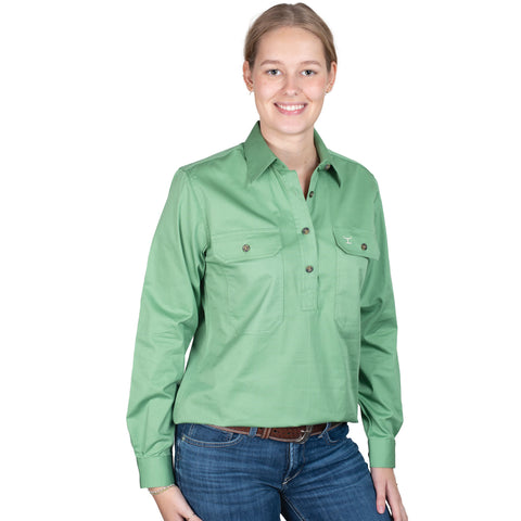 Person wearing a green shirt with a white background