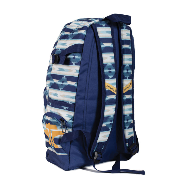 Tin Haul backpack Blue Aztec print - back view