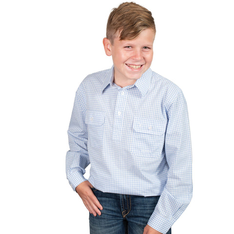 Boy's Brayden Half Button Print Workshirt