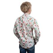 Kids' Brayden Half Button Print Workshirt