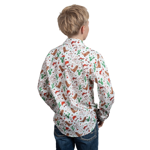 Kids' Brayden Half Button Print Workshirt