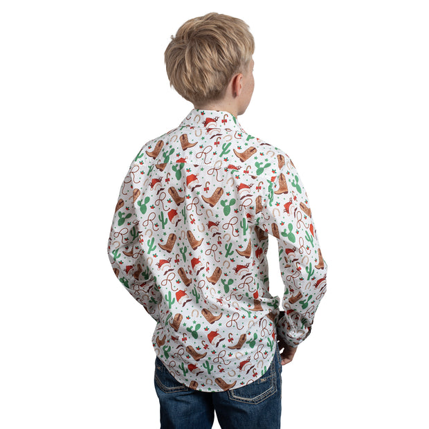 Kids' Brayden Half Button Print Workshirt