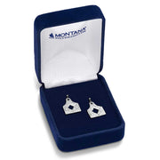 Silver earrings in a Montana Silversmiths box on a white background