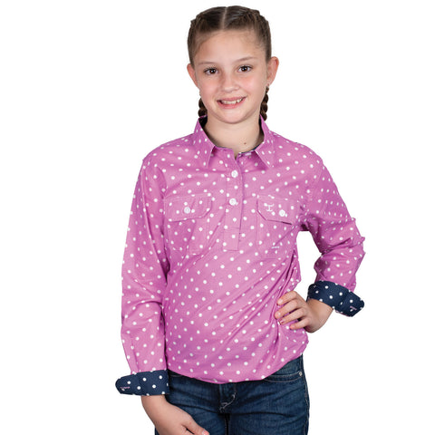 Girl's Harper Half Button Print Workshirt