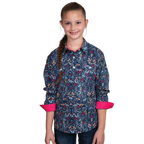 Girl's Harper Half Button Print Workshirt