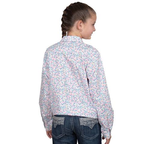 Girl's Harper Half Button Floral Print Workshirt