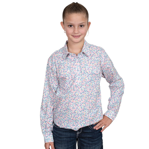 Girl's Harper Half Button Floral Print Workshirt