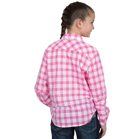 Girl's Harper Half Button Check Workshirt