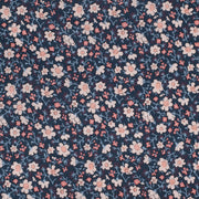 Floral pattern with small flowers on a dark blue background