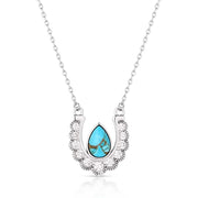 Necklace with a turquoise pendant on a white background