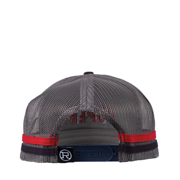 Gray and black cap with red and black 'Roper' branding on a white background