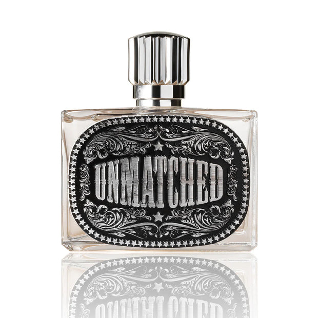 Perfume bottle labeled 'Unmatched' on a white background
