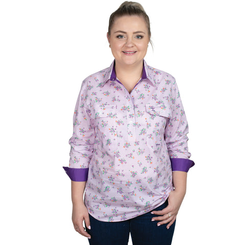 Women's Georgie Half Button Print Workshirt