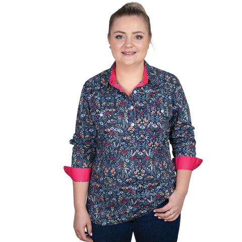 Women's Georgie Half Button Print Workshirt