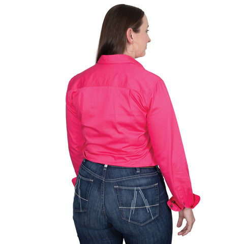 Women's Jahna Trim Half Button Striped Trim Workshirt