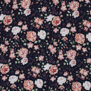 Floral pattern with pink and white flowers on a dark background