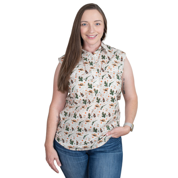 Women's - Lilly - 1/2 Button - Sleeveless