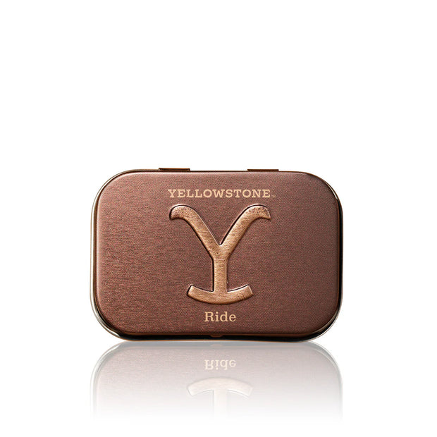 Brown rectangular case with 'Yellowstone' branding on a white background