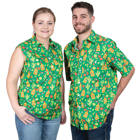 Women's Lilly Half Button Sleeveless Print Workshirt