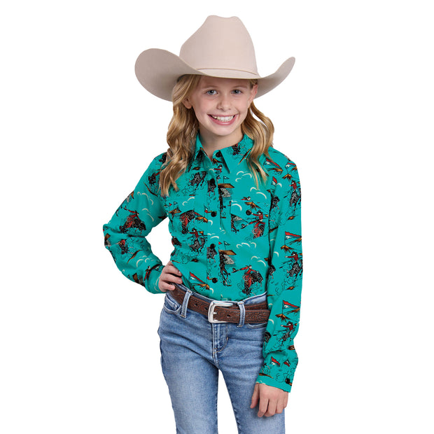 Girl's Five Star Collection Long Sleeve Print Shirt