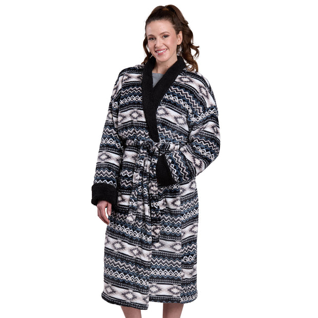 Roper Women's Black Fleece Aztec Robe