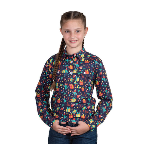 Kids' Brayden Half Button Print Workshirt
