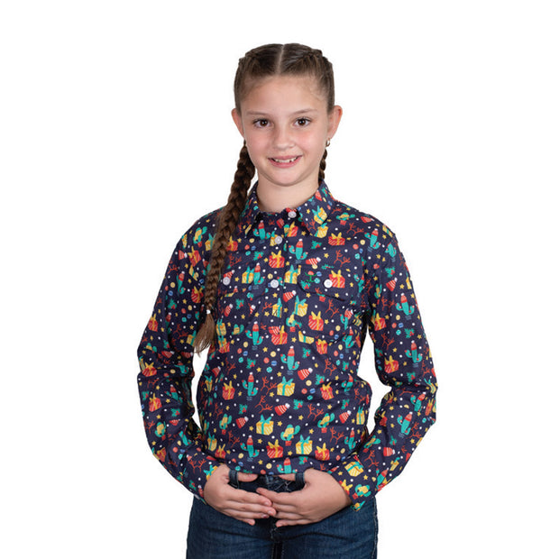 Kids' Brayden Half Button Print Workshirt