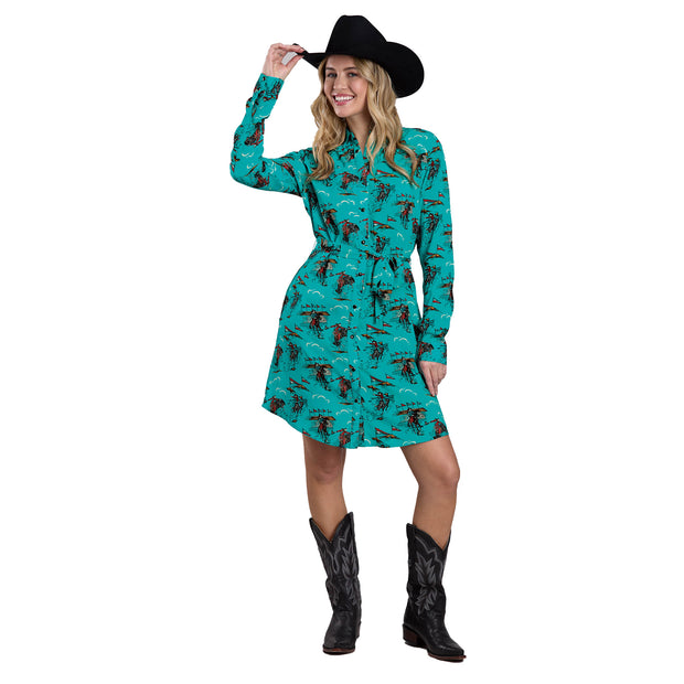 Women's Five Star Collection Long Sleeve Print Dress