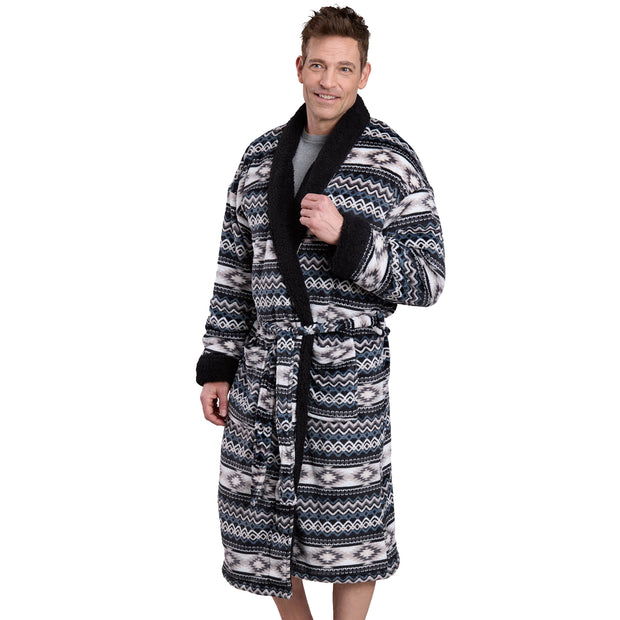 Roper Men's Black Fleece Aztec Robe