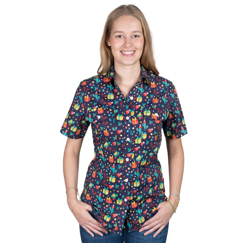 Women's Izzy Full Button Print Short Sleeve Workshirt