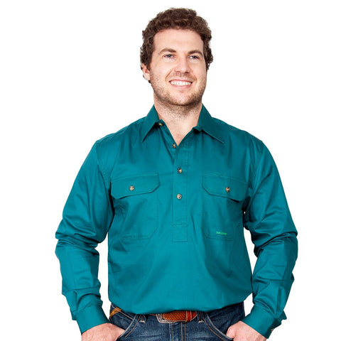 Just Country Men's - Cameron - 1/2 Button Forest Green front
