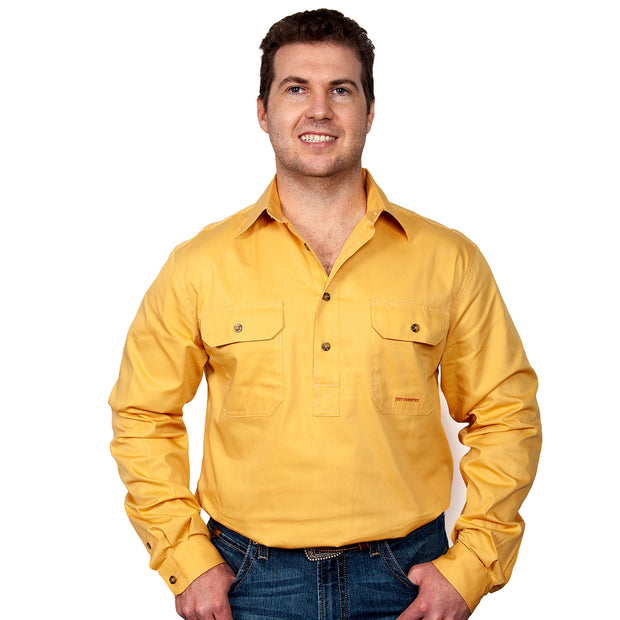 Just Country Australia Men's - Cameron - 1/2 Button Mustard 10101MUS