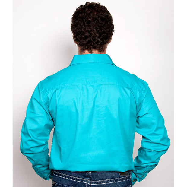 Just Country Workshirt Men's Cameron Turquoise 10101TUR back