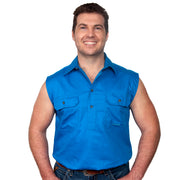 Just Country Men's - Jack - 1/2 Button Sleeveless Blue Jewel 