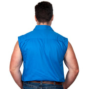 Just Country Men's - Jack - 1/2 Button Sleeveless Blue Jewel  back