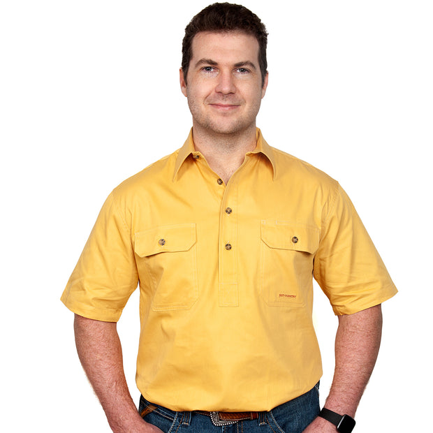 Just Country Men's - Adam - 1/2 Button Short Sleeve Mustard 10104MUS