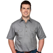 Just Country Men's - Adam - 1/2 Button Short Sleeve Steel Grey 10104STG
