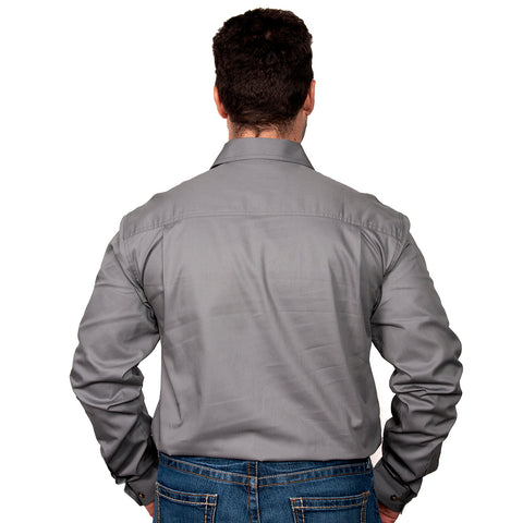 Just Country Men's - Evan - Full Button Steel Grey 20202STG back