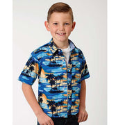 Roper Boy's Boy's - West Made Collection Shirt Blue Hawaii Print 03-031-0064-0142 BU