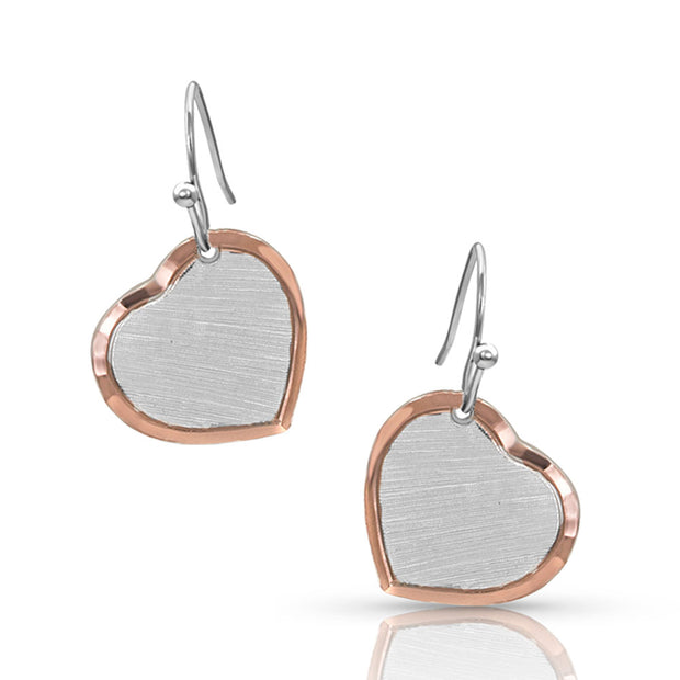 Montana Silversmiths Perfectly Paired two-tone Heart Earrings ER4452RG
